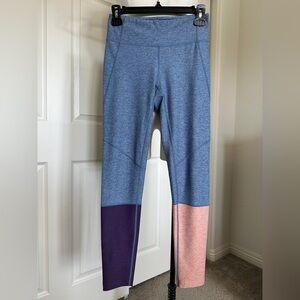 Outdoor Voices Blue and Purple and Peach Colorblock Leggings